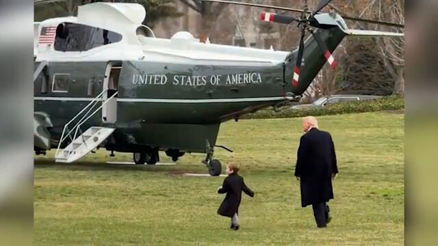 President Trump and Elon's son X walk together to Marine One